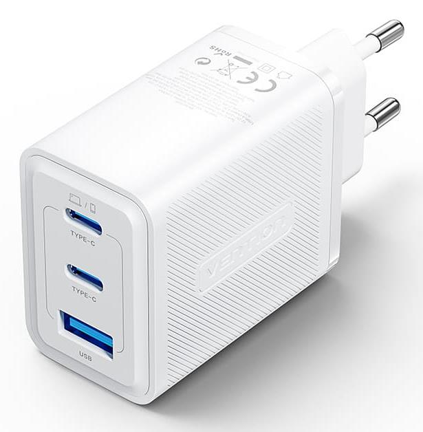 MOBILE CHARGER WALL 65W USB/3P WHITE