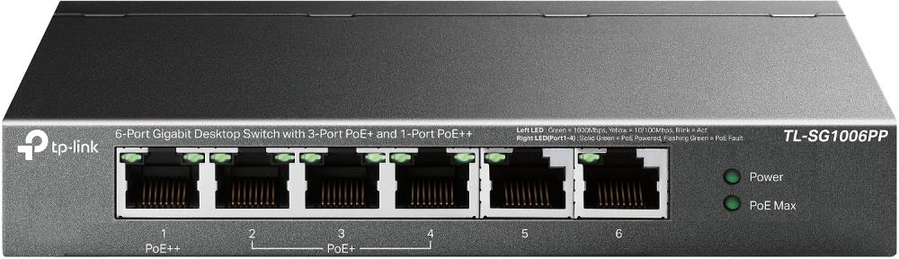 Switch, TP-LINK, TL-SG1006PP, Desktop/pedestal, 6x10Base-T /