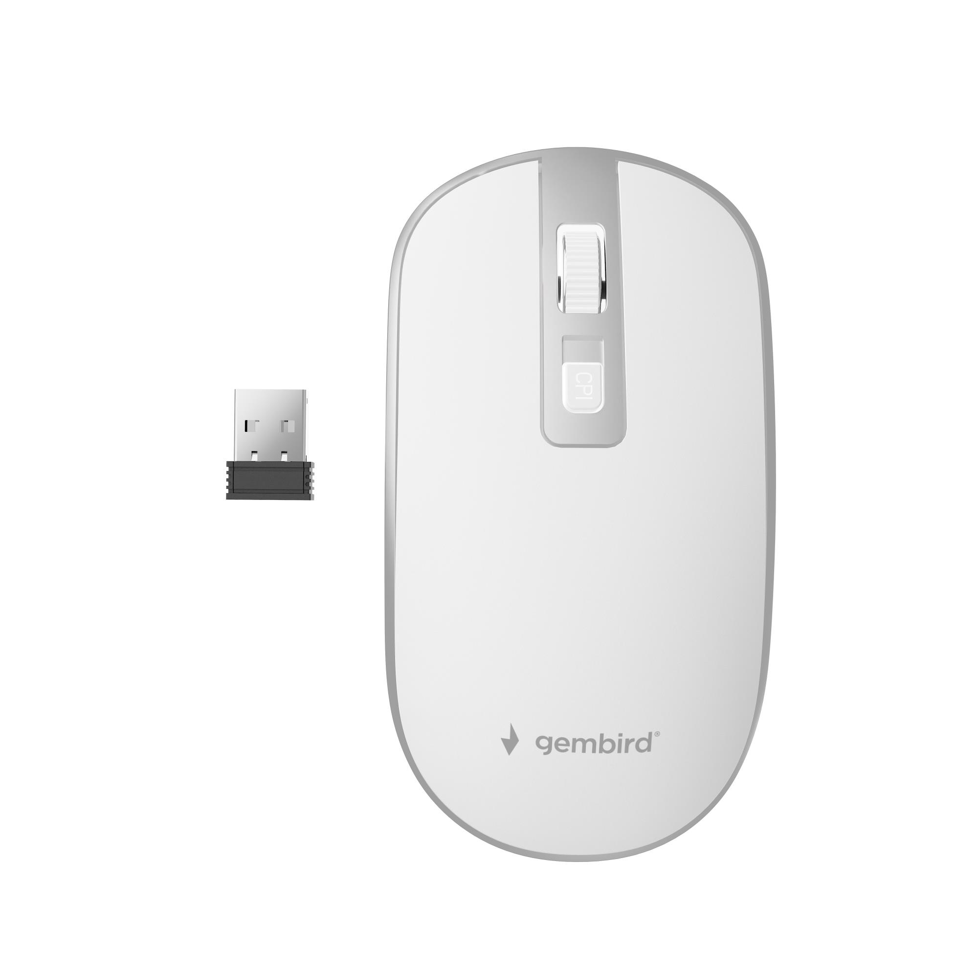 MOUSE USB OPTICAL WRL WHITE/SILVER MUSW-4B-06-WS