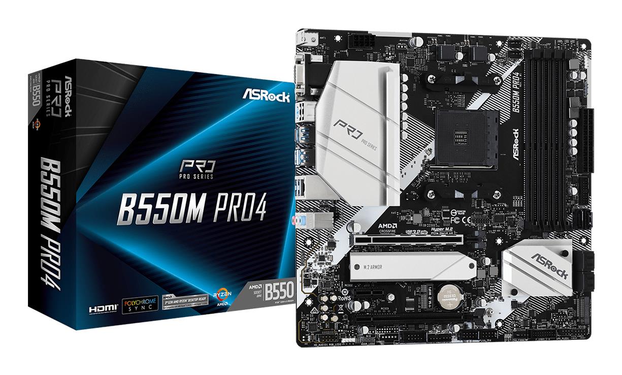 Mainboard, ASROCK, AMD B550, SAM4, MicroATX