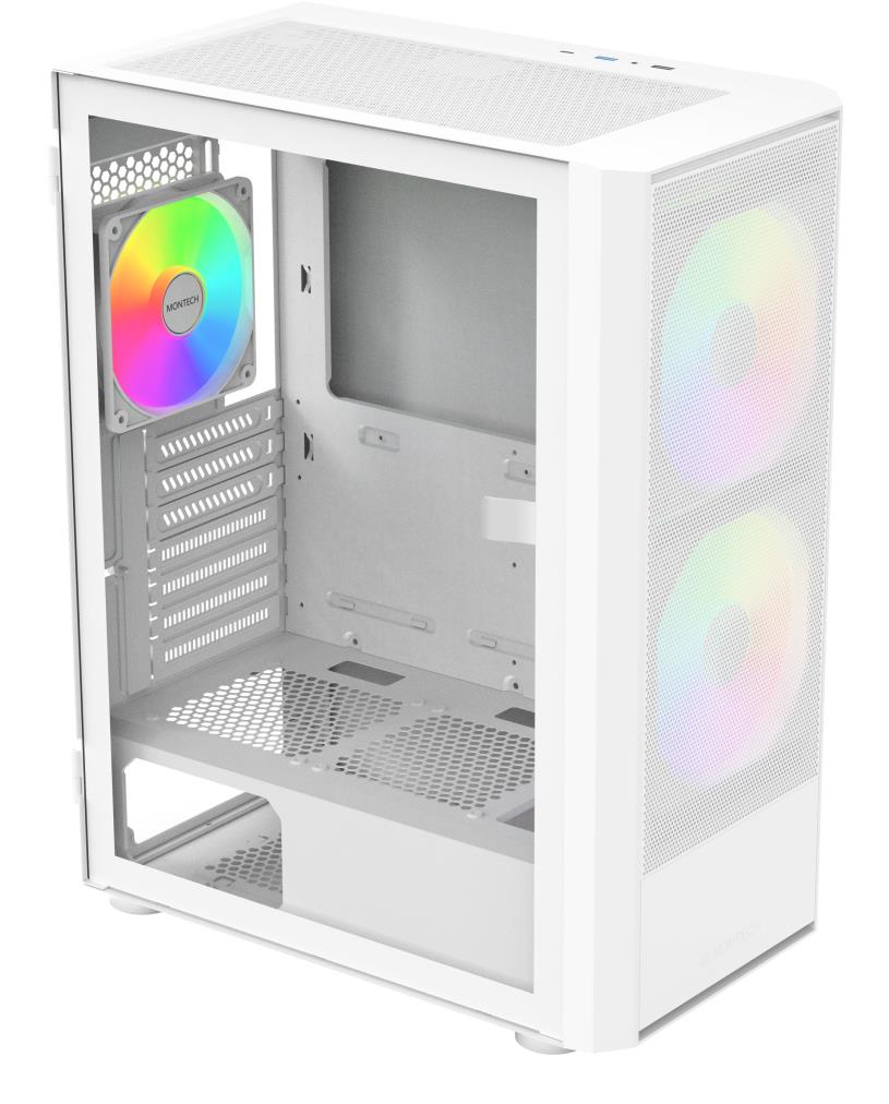 Case, MONTECH, ATX/micro ATX/Mini-ITX, White, Midi