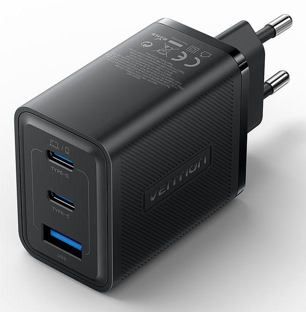 MOBILE CHARGER WALL 65W USB/3P BLACK