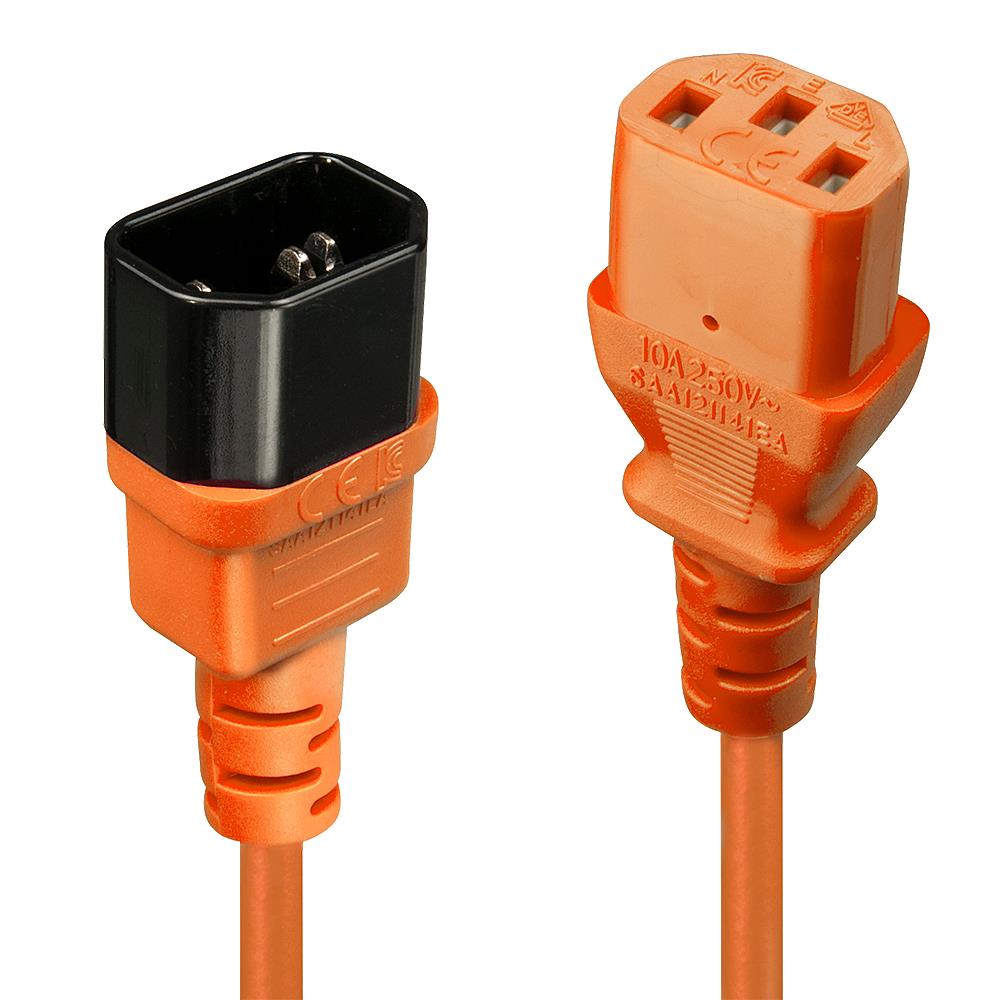 CABLE POWER IEC EXTENSION 0.5M/ORANGE
