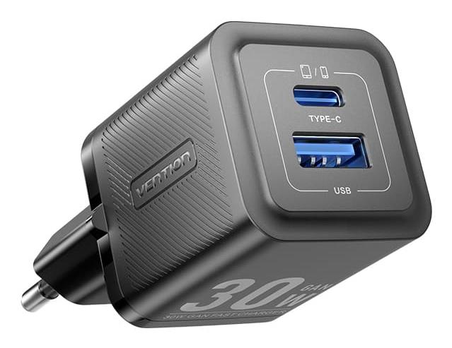 MOBILE CHARGER WALL 30W USB-C/2P BLACK