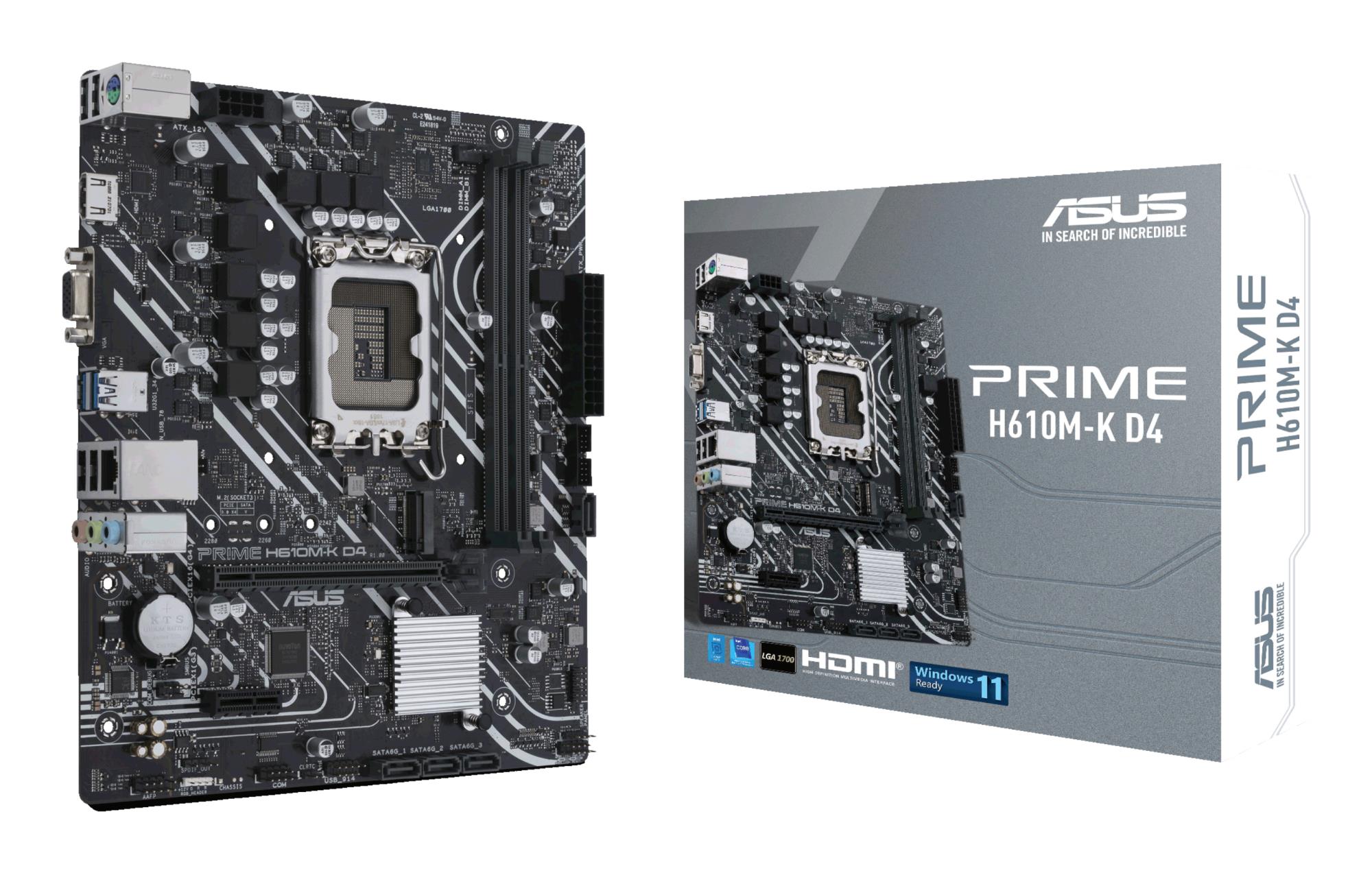 Mainboard, ASUS, Intel H610, LGA1700, MicroATX