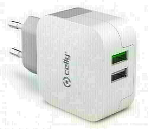 CELLY TRAVEL CHARGER TURBO 2USB 3