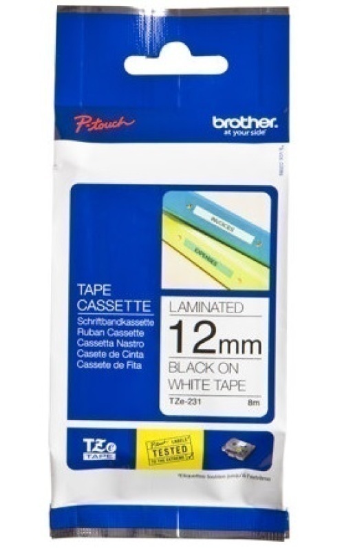 BROTHER TZE-231 BLACK ON WHITE LABELLING